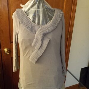 Design History Womens L Long Sleeve Ruffled Blouse 